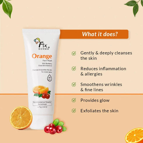 Fixderma Skincare Orange Face Wash For Oily And Glowing Skin For Women And Men